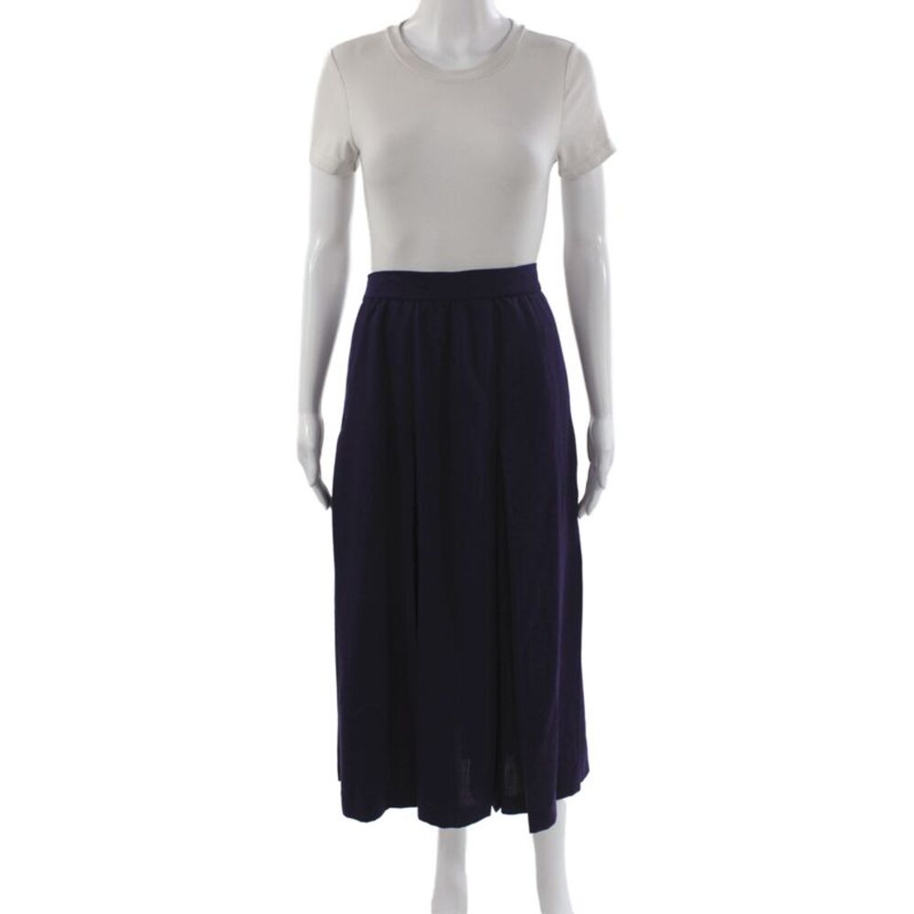 Escada Margaretha Ley Womens Pleated Purple Midi Skirt Polyester Size 44